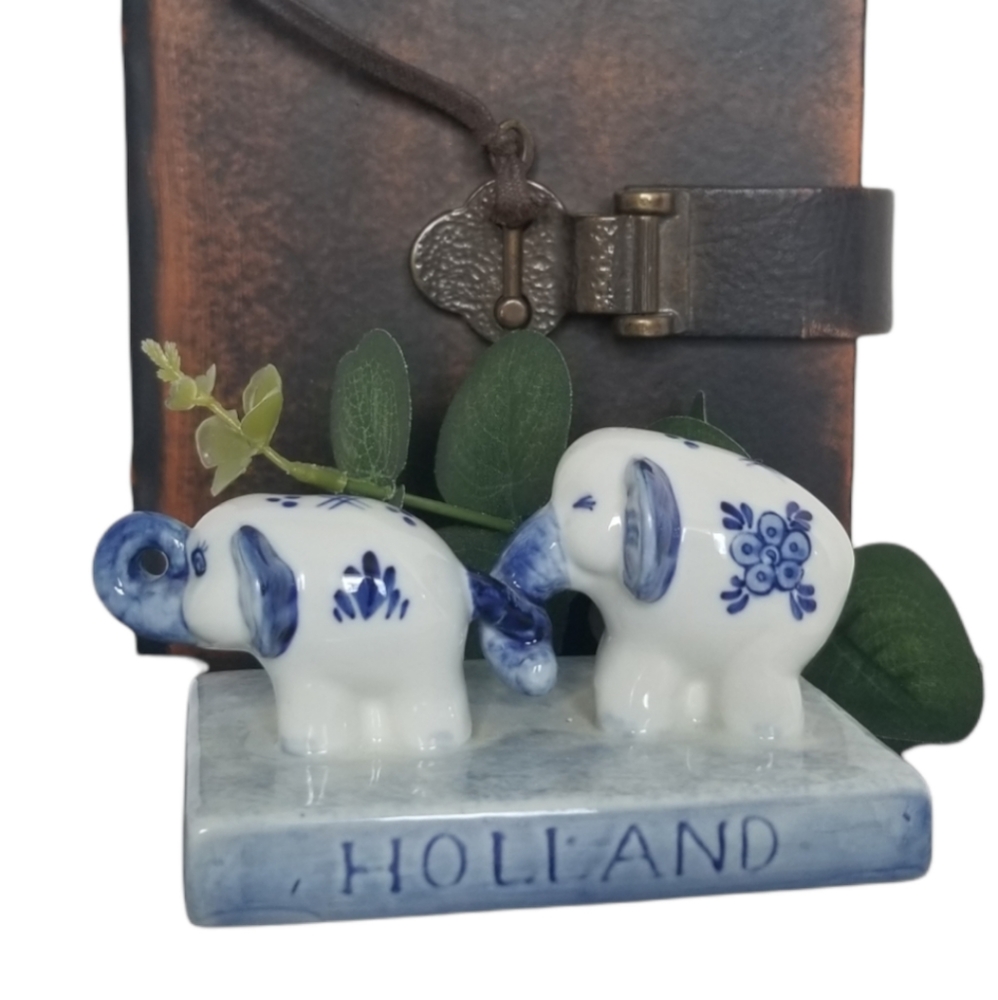 Vintage Handpainted Delft Holland Blue/White Elephant Figure